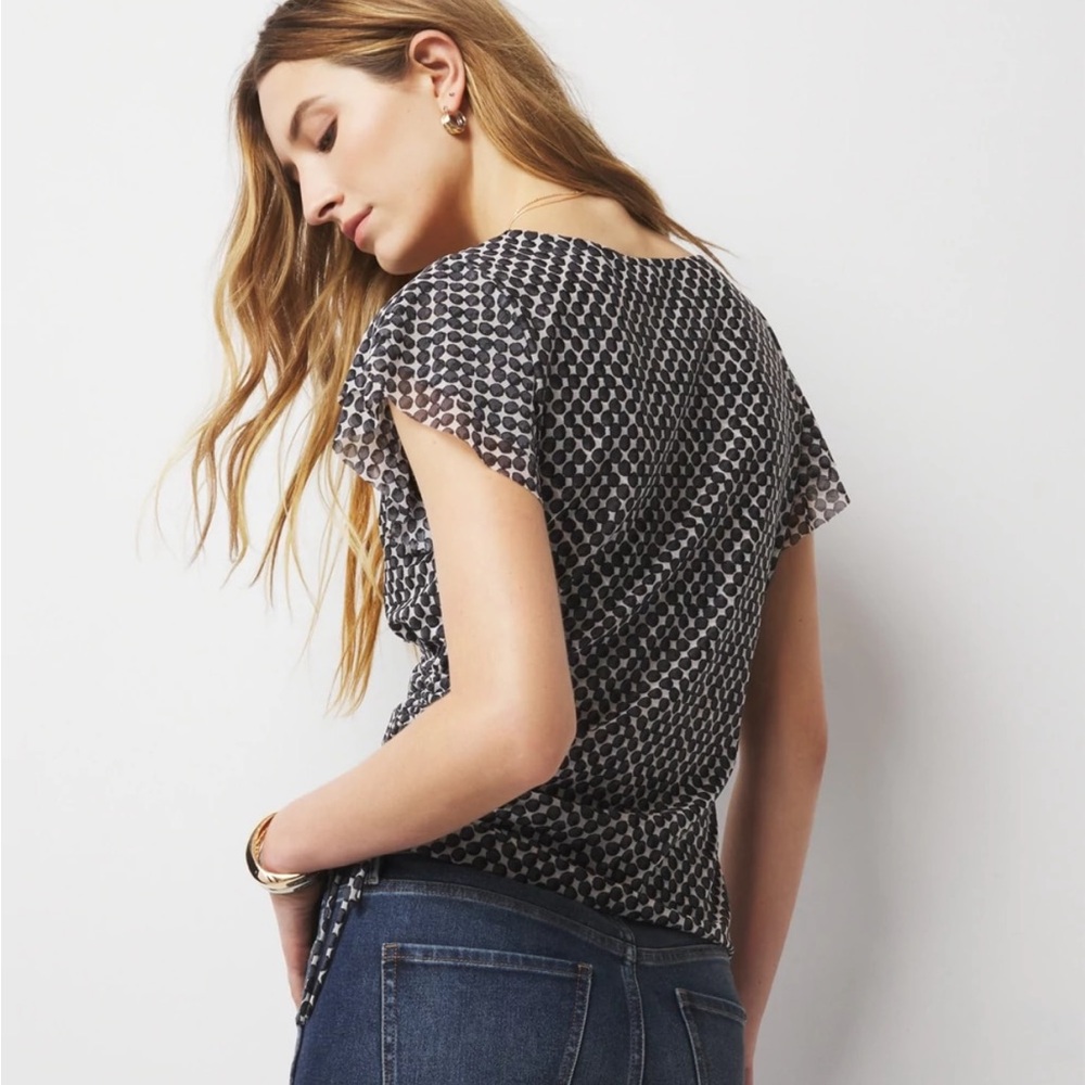 WHBM Meshed Ruched Surplus Top - Picture 4 of 6